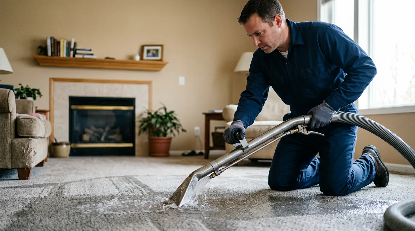 Water damage restoration technician working near Eaton, CO